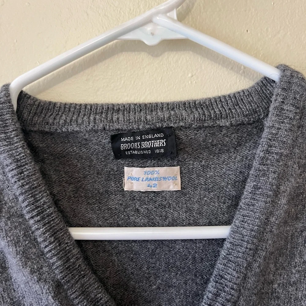 Vintage 100%‎ lambswool Brooks Brothers Charcoal V-Neck Sweater Vest